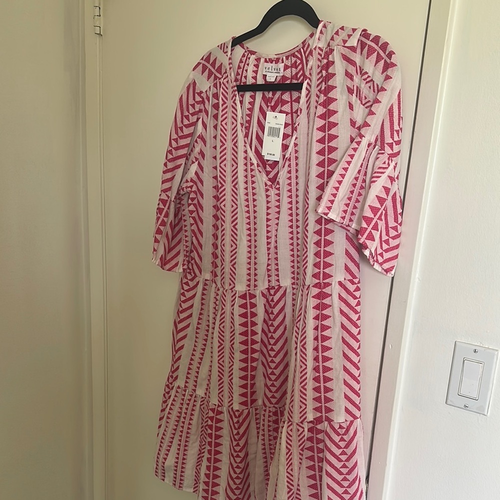 Velvet Brand pink and White Patterned Dress